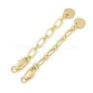 Brass Chain Extender, End Chains, Flat Round, Real 18K Gold Plated, 57mm(KK-Q820-03G)