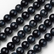 Natural Blue Tiger Beads Strands, Grade A, Round, 10mm, Hole: 1mm, about 39pcs/strand, 15.3 inch(G-D809-08-10mm)