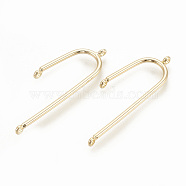 Brass Chandelier Component Links, 3 Loop Connectors, Nickel Free, Real 18K Gold Plated, 40x14x1.5mm, Hole: 1mm(KK-S345-183)