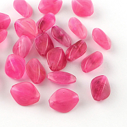Rhombus Imitation Gemstone Acrylic Beads, Deep Pink, 16.5x13x8mm, Hole: 2mm, about 700pcs/500g(OACR-R037A-11)