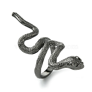 Snake Alloy Wrap Open Cuff Rings, Lead Free & Cadmium Free, Gunmetal, 4~55mm, Inner Diameter: 19mm(RJEW-K275-90B)