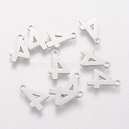 201 Stainless Steel Charms, Num.4, 13x8.5x1.1mm(STAS-Q201-T408-4)