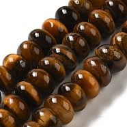 Natural Tiger Eye Beads Strands, Rondelle, 10x6~6.5mm, Hole: 1mm, about 59~61pcs/strand, 14.57~15.16 inch(37~38.5cm)(G-G102-C10-01)