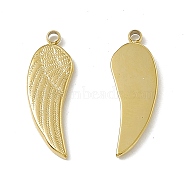 Vacuum Plating 201 Stainless Steel Pendants, Wing Charm, Real 18K Gold Plated, 18x6x1.5mm, Hole: 1.2mm(STAS-J401-VC647)