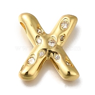 Brass with Cubic Zirconia Pendant, Letter X, Letter X, 22x19.5x5mm, Hole: 4mm(KK-Q818-03X-G)