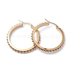 304 Stainless Steel Hoop Earrings, Ring, Golden, 33x32x3.5mm, Pin: 0.7mm(EJEW-F272-12A-G)