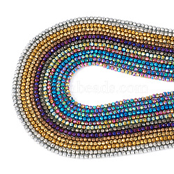 13 Strands 13 Style Electroplate Glass Beads Strands, Full Plated, Faceted Round, Mixed Color, 3x2.5mm, Hole: 0.7mm, about 149pcs/strand, 14.57 inch(37cm), 1 strand/color(GLAA-TA0001-81)
