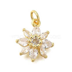 Rack Plating Brass Micro Pave Cubic Zirconia Pendants, Lead Free & Cadmium Free, Long-Lasting Plated, Snowflake, Real 18K Gold Plated, 15x13x4.5mm, Hole: 3.5mm(KK-I716-01G-02)