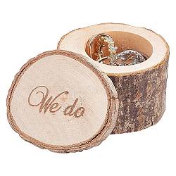 Gorgecraft Chinese Cherry Wood Box, Ring Box, Column with Word We Do, Coconut Brown, 5.9x4.9cm(OBOX-GF0001-05)