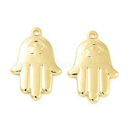 Ion Plating(IP) 304 Stainless Steel Pendants, Real 18K Gold Plated, Hamsa Hand with Star, 29x19x3mm, Hole: 1.8mm(STAS-F304-01G-03)