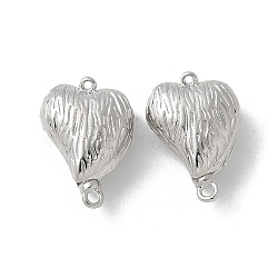 Brass Heart Box Clasps, Cadmium Free & Nickel Free & Lead Free, for DIY Jewelry Making, Platinum, 15.5x11x6.5mm, Hole: 1.2mm and 0.8mm(KK-U052-29P)
