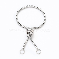 Tarnish Resistant Adjustable 316 Surgical Stainless Steel Box Chain Slider Ring Making, Bolo Chain Ring Making, Stainless Steel Color, 1.2mm, Inner Diameter: 1 inch(2.7cm)(AJEW-JB00775-01)