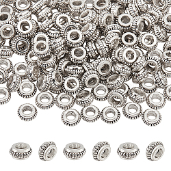 Donut Tibetan Style Alloy Spacer Beads, Lead Free & Cadmium Free, Antique Silver, 7.5x3.2mm, Hole: 3mm, 200pcs/box(TIBEB-DC0001-01)