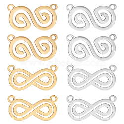 DICOSMETIC 24Pcs 4 Style 201 Stainless Steel Pendants, Mixed Shapes, Golden & Stainless Steel Color, 8x16.5x1mm and 9x16.5x1mm, Hole: 1.2mm, 6pcs/style(STAS-DC0008-66)