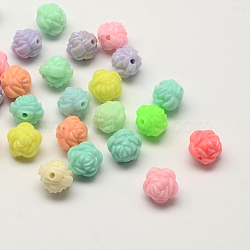 Opaque Acrylic Flower Beads, Rose, Mixed Color, 12x12mm, Hole: 2mm, about 680pcs/500g(SACR-Q100-M045)