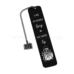 Skeleton Stainless Steel Rectangle Bookmark for Booklovers Reader, Black, 130x26mm(PW-WGA1359-03)