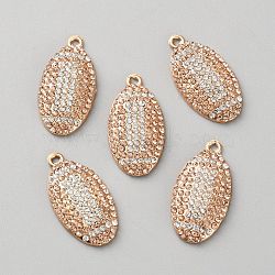 Alloy Rhinestone Pendants, Rugby, Light Gold, 27.5x14x3.5mm, Hole: 1.6mm(FIND-WH0173-160A)
