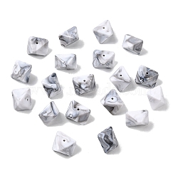 Opaque Acrylic Beads, Imitation Gemstone, Nuggets, Two Tone, Faceted, White, 11.5x19.5x21.5mm, Hole: 1.8mm, 179pcs/500g(OACR-D320-02B)