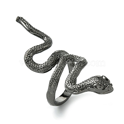 Snake Alloy Wrap Open Cuff Rings, Lead Free & Cadmium Free, Gunmetal, 4~55mm, Inner Diameter: 19mm(RJEW-K275-90B)