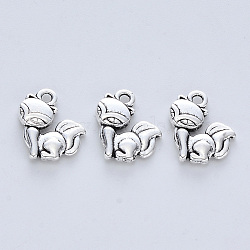 Tibetan Style Alloy Pendants, Cadmium Free & Lead Free, Fox, Antique Silver, 15x11.5x3mm, Hole: 1.6mm, about 462pcs/500g(TIBE-R316-063AS-RS)