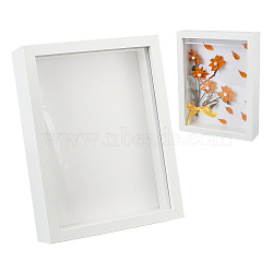 Wood with Paper Dried Flower Photo Frame, Hollow Three-Dimensional, Plant Specimen Decorative Picture Frame, Rectangle, White, 160x167x215mm, Inner Diameter: 91x141.5mm(AJEW-WH0314-109B)