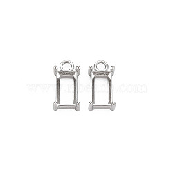 Non-Tarnish 304 Stainless Steel Pendant Rhinestone Settings, for Pointed Back Rhinestone, Open Back Bezel, Rectangle, Stainless Steel Color, Tray: 10x5mm, 14.5x7x4mm, Hole: 2mm(X-STAS-N097-142P)