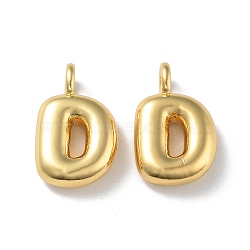 Brass Pendants, Real 18K Gold Plated, Letter D, 19x12x4.5mm, Hole: 3.3mm(KK-A199-01G-D)