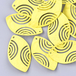 Spray Painted Iron Pendants, Horse Eye, Yellow, 46.5x27x5.5mm, Hole: 1mm(X-IFIN-S704-07A)