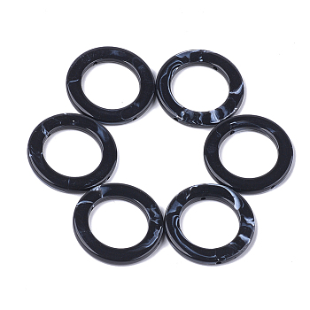 Acrylic Bead Frame, Imitation Gemstone Style, Ring, Black, 41x4.5mm, Hole: 2mm, about 130pcs/500g