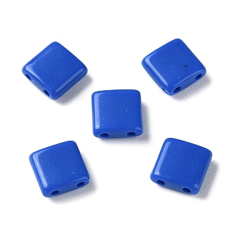 Opaque Acrylic Slide Charms, Square, Royal Blue, 5.2x5.2x2mm, Hole: 0.8mm