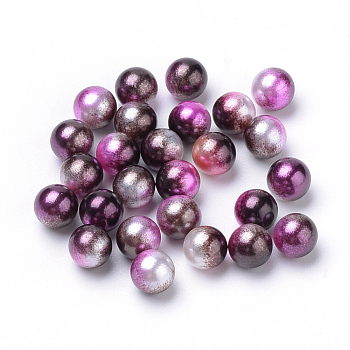 Rainbow Acrylic Imitation Pearl Beads, Gradient Mermaid Pearl Beads, No Hole, Round, Coconut Brown, 3mm, about 10000pcs/bag