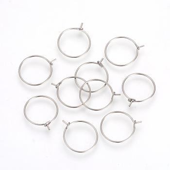 304 Stainless Steel Hoop Earrings, for Jewelry Making and Earring Repair, Stainless Steel Color, 24 Gauge, 18~19x15x0.5mm