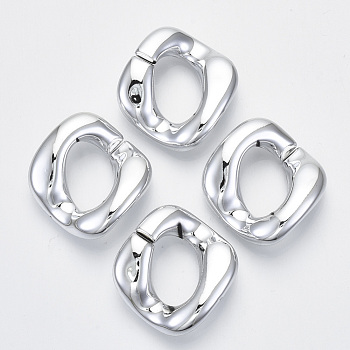 UV Plating Acrylic Linking Rings, Quick Link Connectors, for Twisted Chains Making, Twist, Platinum, 31x29x7mm, Inner Diameter: 17x11mm