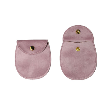 Velvet Jewelry Bag, for Bracelet, Necklace, Earrings Storage, Oval, Pink, 8.5x8cm