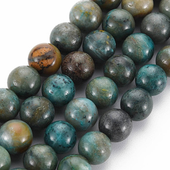 Natural Chrysocolla Beads Strands, Round, 8mm, Hole: 1.2mm, about 50~52pcs/strand, 15.55 inch(39.5cm)
