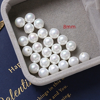 DIY Handmade Jewelry Beads, Plastic Imitation Pearl Earring Material Beads, White, 8mm