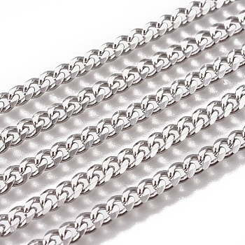 Handmade 304 Stainless Steel Curb Chains, Twisted Chains, Unwelded, Faceted, Stainless Steel Color, 4.5x3.5x1.5mm, Wire: 1mm