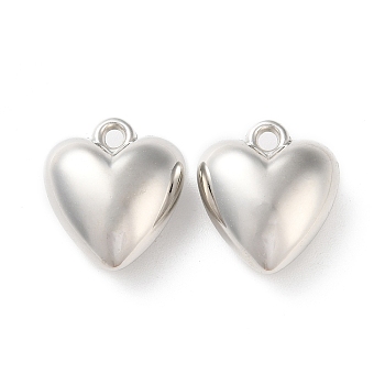 CCB Plastic Pendants, Heart Charms, Platinum, 26x23x12.5mm, Hole: 2.7mm