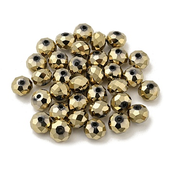 Electroplate Glass Beads, Rondelle, Light Khaki, 8x6mm, Hole: 1.6mm, 100pcs/bag