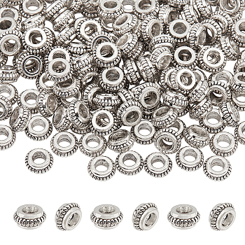 Donut Tibetan Style Alloy Spacer Beads, Lead Free & Cadmium Free, Antique Silver, 7.5x3.2mm, Hole: 3mm, 200pcs/box