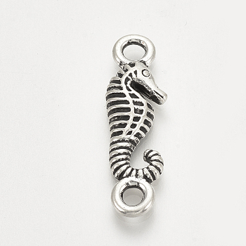 Tibetan Style Alloy Links connectors, Sea Horse, Cadmium Free & Lead Free, Antique Silver, 25.5x8x2.5mm, Hole: 2mm