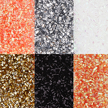 12702Pcs 6 Colors Halloween Theme Plastic Tube Beads, Column, Mixed Color, 3x2mm, Hole: 1.8mm, 2117pcs/color, 12702pcs