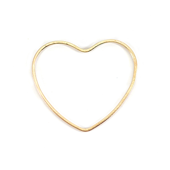 Brass Linking Rings, Long-Lasting Plated, Heart, Real 24K Gold Plated, 9x10x1mm, Inner Diameter: 9x7.5mm