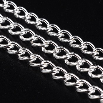 Iron Twisted Chains Curb Chains, Unwelded, Silver Color Plated, 5.5x3.5x1mm, about 164.04 Feet(50m)/roll