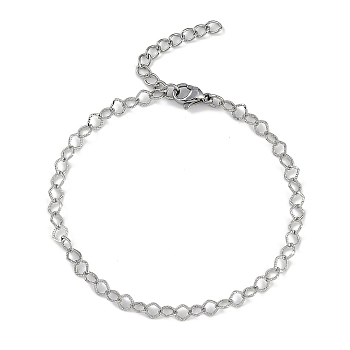 304 Stainless Steel Link Chains Bracelets for Women, Stainless Steel Color, 6-3/8 inch(16.3cm)