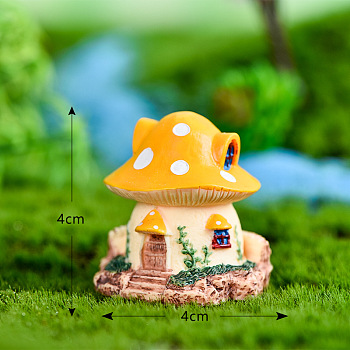 Resin Miniature Mini Mushroom House, Home Micro Landscape Decorations, for Fairy Garden Dollhouse Accessories Pretending Prop Decorations, Gold, 40x40mm