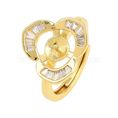 Brass Micro Pave Cubic Zirconia Adjustable Ring Components(KK-CBAC351-02G)-2