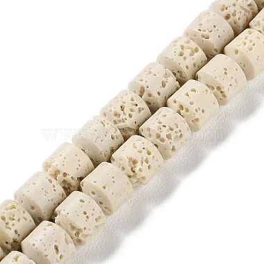 Floral White Barrel Lava Rock Beads