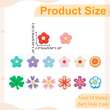 WADORN 28Pcs 14 Styles Flower/Clover PVC Plastic Shoelace Charms(FIND-WR0011-32)-2