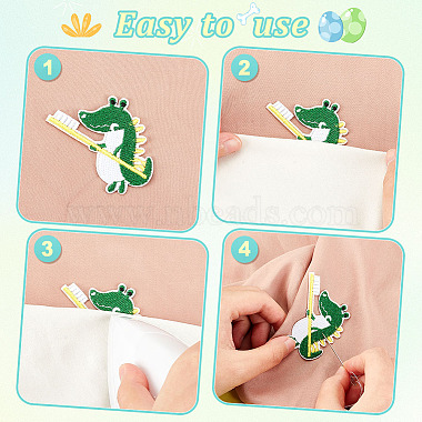 40Pcs 8 Style Dinosaur Computerized Embroidery Cloth Iron on/Sew on Patches(DIY-GA0005-45)-4